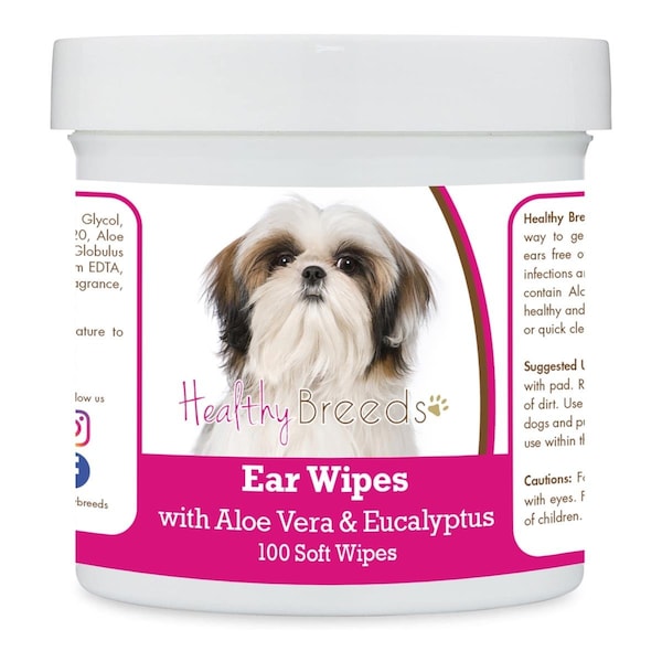 Healthy Breeds Shih Tzu Ear Cleaning Wipes with Aloe & Eucalyptus for Dogs, 100PK 192959824797 - main